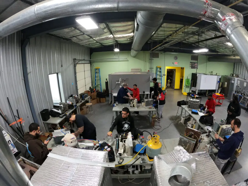 View of a large HVAC training room